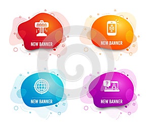 Attraction, Seo internet and Mail icons. Faq sign. Free fall, Globe, Smartphone communication. Web support. Vector