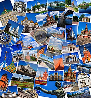 Attractions of Moscow, Russia (collage)