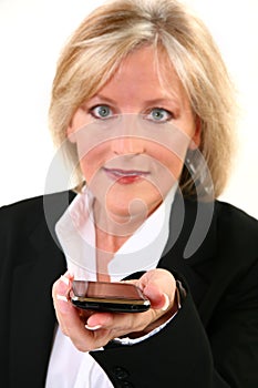 Attractive 40 Something woman with Cellphone