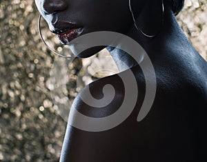 Attractive african american woman closeup portrait