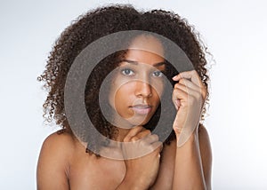 Attractive african american young woman with curly hair