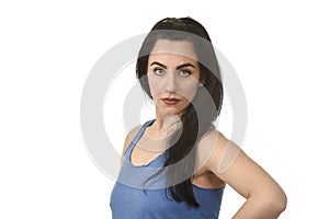 Attractive and angry woman looking serious and upset annoyed and dissatisfied