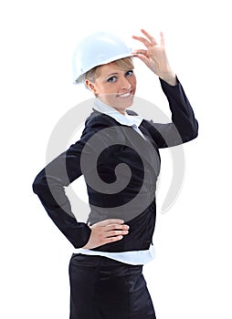 attractive architect girl with hard hat