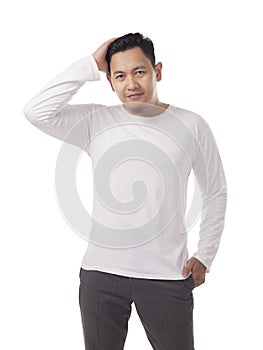 Attractive Asian Male Model Posing with White Shirt