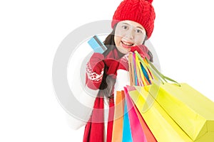 Attractive asian woman shopping payment by credit card