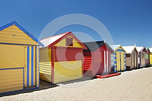 Attractive bathing boxes at Brighton Beach