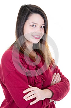 Attractive beautiful female woman posing isolated