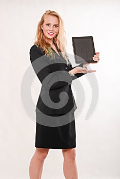 Attractive blond caucasian business woman