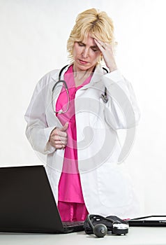 Attractive blond caucasian healthcare worker