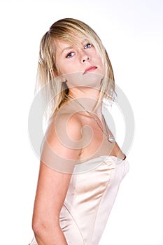 Attractive Blonde in Cream Bodice photo