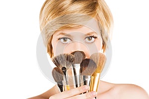 Attractive blonde makeup concept