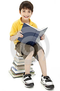 Attractive Boy Child Reading Book