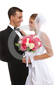 Attractive Bride and Groom at Wedding