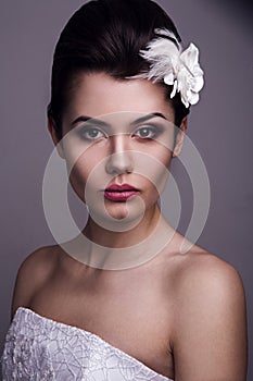 Attractive bride looking at camera