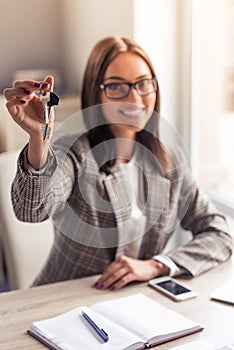 Attractive business lady in office