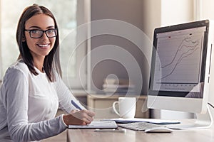 Attractive business lady in office