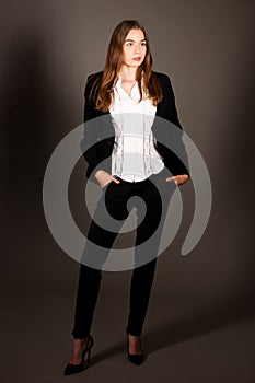 Attractive business woman - full length corporative portrait isl photo