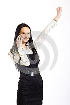 Attractive business woman talking on mobile phone