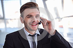 Attractive businessman working