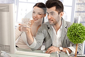 Attractive businesspeople working together