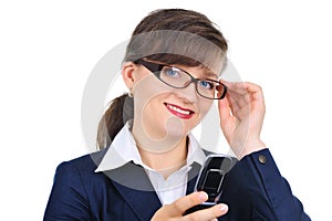 Attractive businesswoman with cellphone