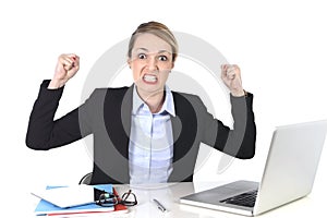 Attractive businesswoman frustrated expression at office working