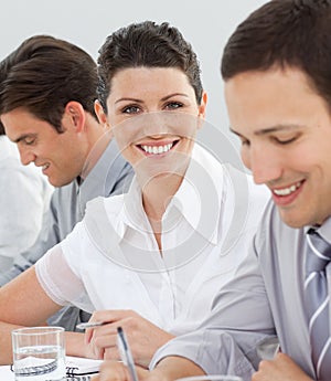 Attractive businesswoman in a meeting