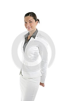 Attractive businesswoman with white suit