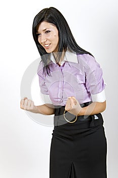 Attractive businesswoman winning