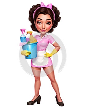 Attractive Cartoon Housekeeper photo