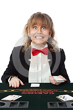 Attractive casino worker