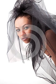 Attractive caucasian female with black veil
