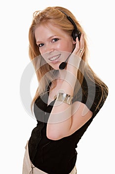 Attractive caucasian telecommunications worker