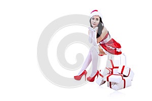 Attractive claus woman isolated over white