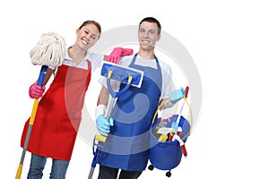 Attractive Cleaning Man and Woman