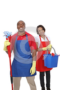 Attractive Cleaning Man and Woman