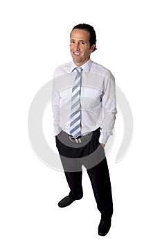 Attractive confident and successful senior Hispanic businessman looking happy and relaxed