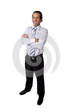 Attractive confident and successful senior Hispanic businessman looking happy and relaxed