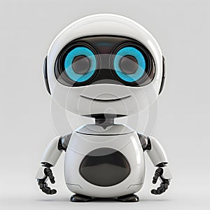 attractive and contemporary chatbot,sporting friendly smile,welcoming demeanor,reminiscent of modern and amiable robot,with bright