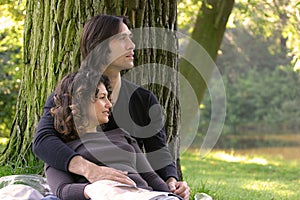 Attractive couple in the park