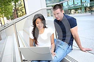 Attractive Couple at School Library