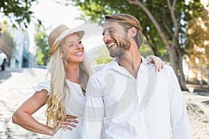 Attractive couple smiling at each other