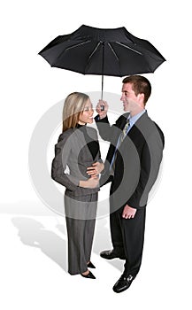 Attractive Couple Under Umbrella