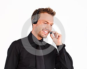 Attractive customer service representative man