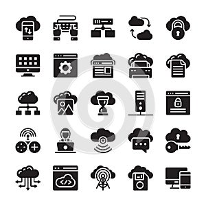 Network and Cloud Computing Glyph Icon Collection