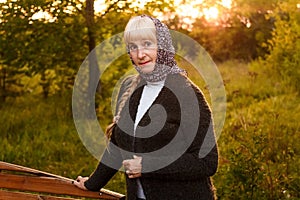 Attractive European woman of retirement age