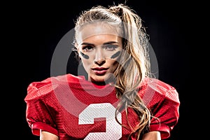 Attractive female american football player