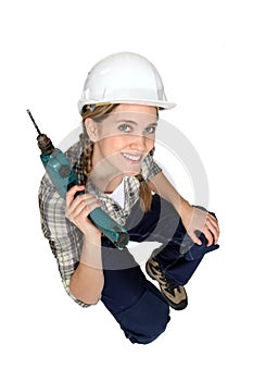 Attractive female construction worker