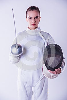 Attractive female fencer