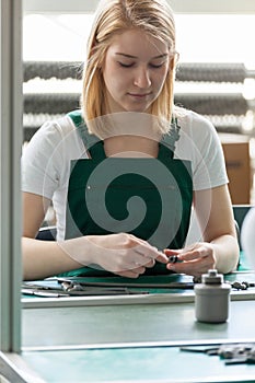 Attractive female line worker